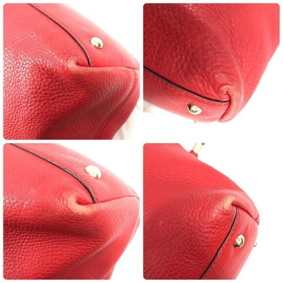 Gucci Soho Tassel Leather Tote Double Handle Shoulder Bag Red - Picture 4 of 12